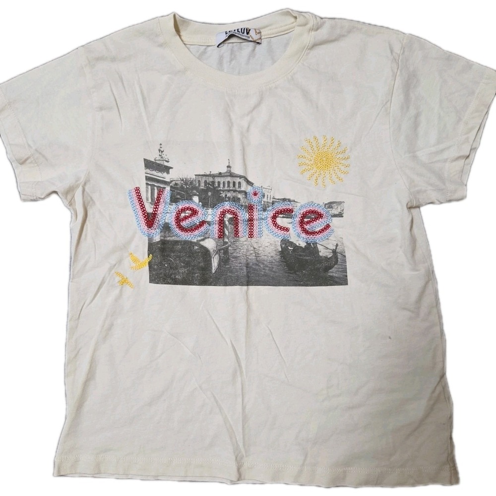 Anthropologie Letluv‎ Women's XS  Embroidered Venice T-Shirt